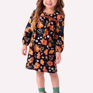 Vestido Infantil Menina em Algodão Preto