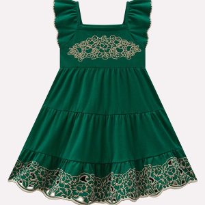 Vestido Infantil Menina em Cotton Milon Verde