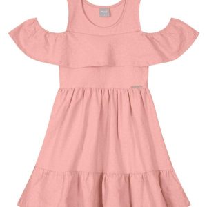 Vestido Infantil Menina em Cotton Rosa