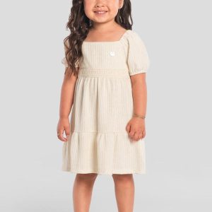 Vestido Infantil Menina em Linho Bege