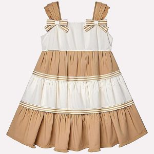 Vestido Infantil Menina em Tricoline Marrom