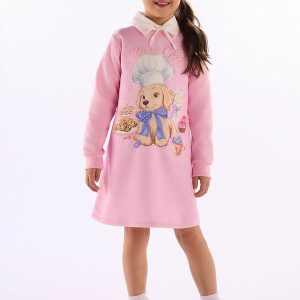 Vestido Infantil Mini Chef em Moletom Rosa