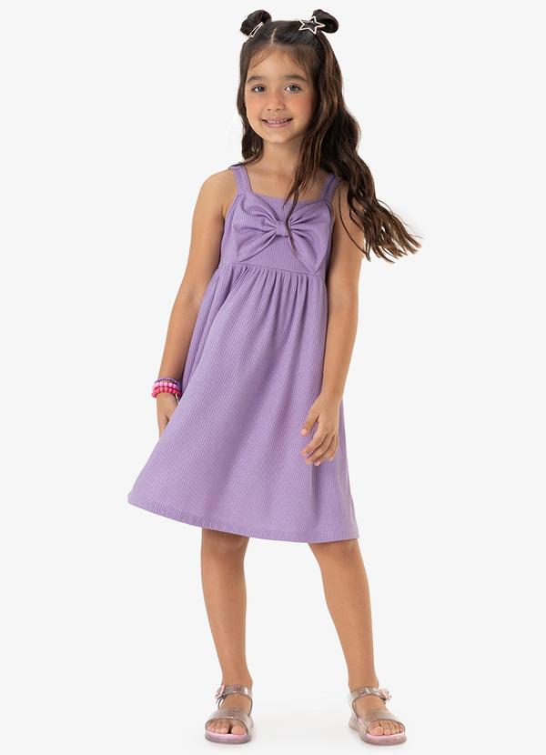 Vestido Infantil com Laço Roxo