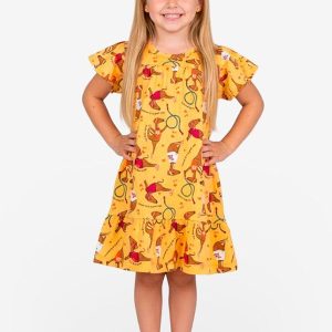 Vestido Infantil com Manga Godê Laranja