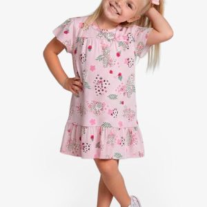 Vestido Infantil com Manga Godê Rosa