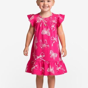 Vestido Infantil com Manga Godê Rosa