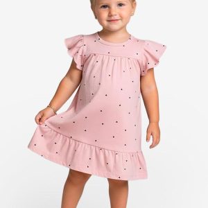 Vestido Infantil com Manga Godê Rosa
