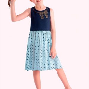 Vestido Infantil com Saia Azul