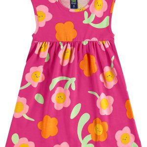 Vestido Infantil de Florezinhas Rosa
