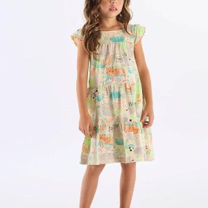 Vestido Infantil em Algodão Flamê Bege