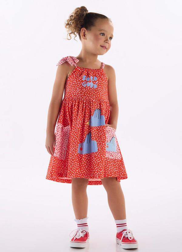 Vestido Infantil em Algodão Vermelho