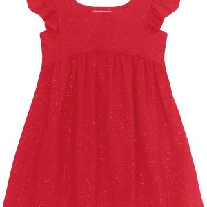 Vestido Infantil em Cotton Glitter Vermelho