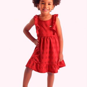Vestido Infantil em Laise Marrom
