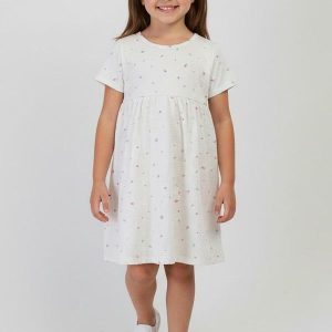 Vestido Infantil em Malha Dots Bege