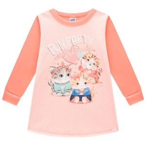 Vestido Infantil em Malha Sport Felpada Rosa