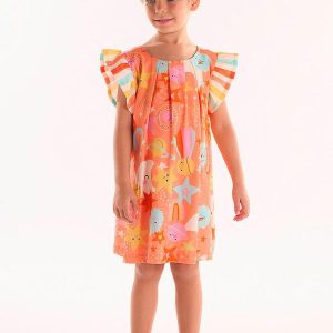 Vestido Infantil em Meia Malha Laranja