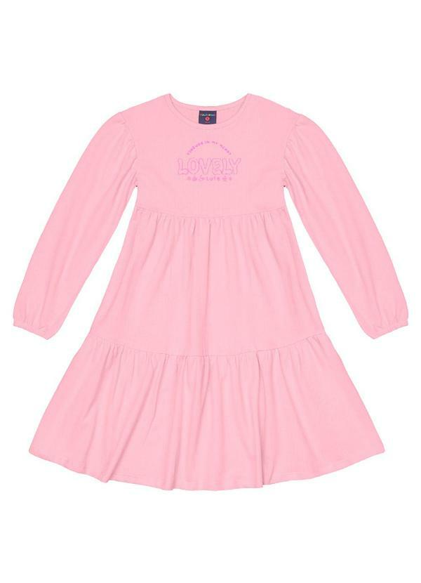 Vestido Infantil em Moletinho Rosa