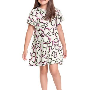 Vestido Infantil em Viscose Bege