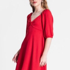 Vestido Juvenil Feminino em Lurex Vermelho