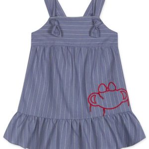 Vestido Listrado Curto Bebê Feminino Azul