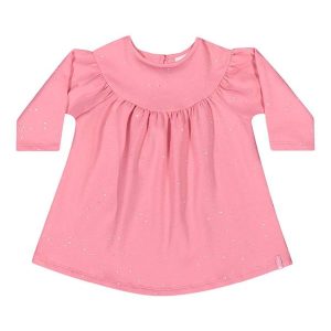 Vestido Manga Longa com Glitter Bebê Rosa