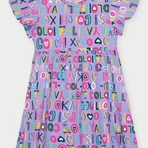 Vestido Menina Alfabeto Roxo