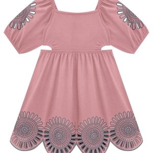 Vestido Menina Estampado Rosa