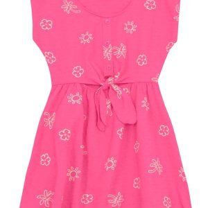 Vestido Menina Tropical Texturizado Rosa