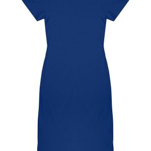 Vestido Midi Ribana Canelada Básico Azul