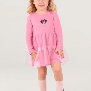 Vestido Minnie Infantil Menina Rosa