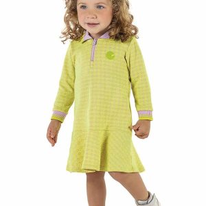 Vestido Polo Manga Longa Infantil Verde