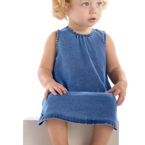 Vestido Regata para Bebê em Jeans Quimby Azul