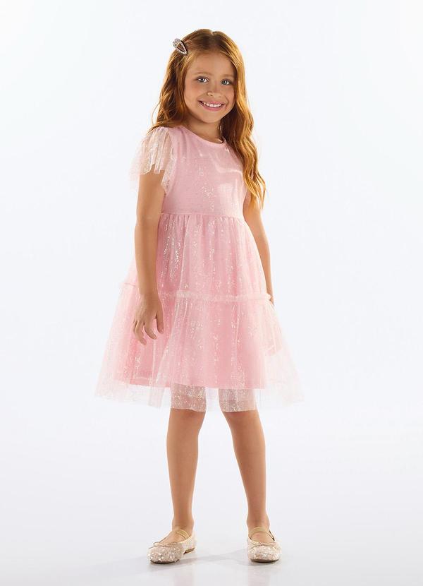 Vestido Tule Infantil Rosa