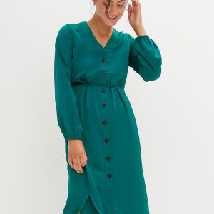 Vestido Verde Escuro em Viscose Plana