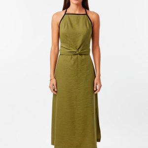 Vestido Verde em Tecido Alfaiataria de Viscose