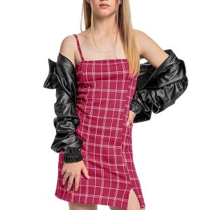 Vestido Xadrez Juvenil Rosa