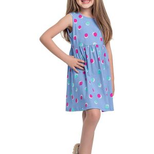Vestido de Bolinhas Infantil Azul