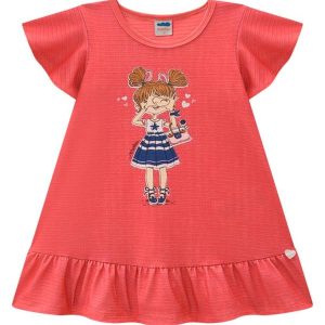 Vestido em Cotton Bee Honey Vermelho