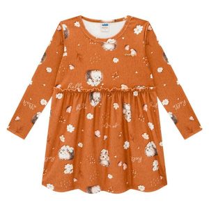 Vestido em Molecotton Floresta Encantada Marrom