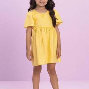 Vestido em Poliamida Rajada Amarelo