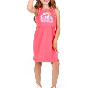 Vestido sem Manga Rosa