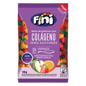 Balas de Gelatina Fini Bem-Estar Colageno Sabor Morango, Maçã Verde e Laranja 18g