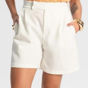 Bermuda Feminina Alfaiataria Bege