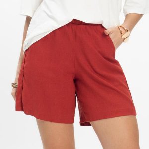 Bermuda Feminina Tecido Linho Rovitex Vermelho