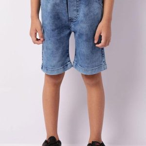 Bermuda Jeans Infantil com Bolso Cordão Azul