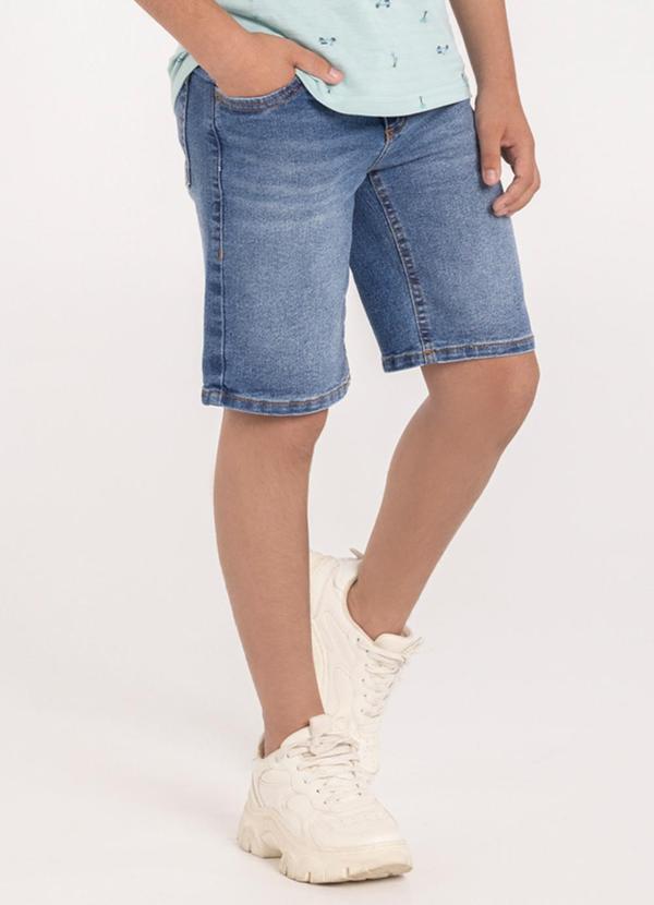 Bermuda Jeans com Elastano e Bolsos Azul
