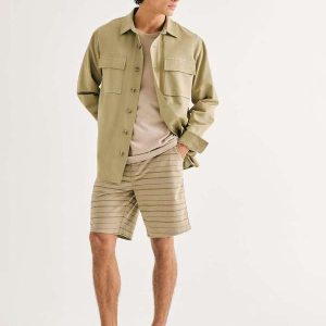 Bermuda Masculina Fio Tinto Listrada Verde