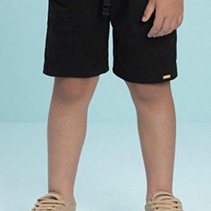 Bermuda Menino em Sarja com Elastano Preto