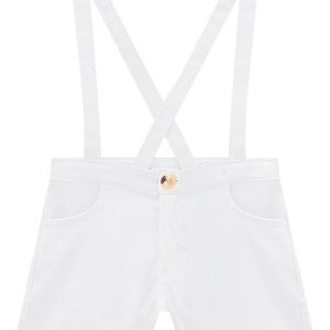 Bermuda com Suspernsório Infantil Menino Branco