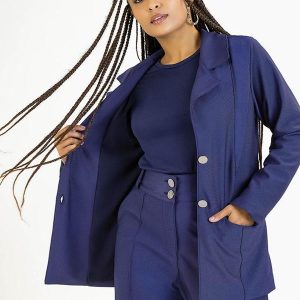 Blazer Adulto em Malha Sarjada Eco Azul